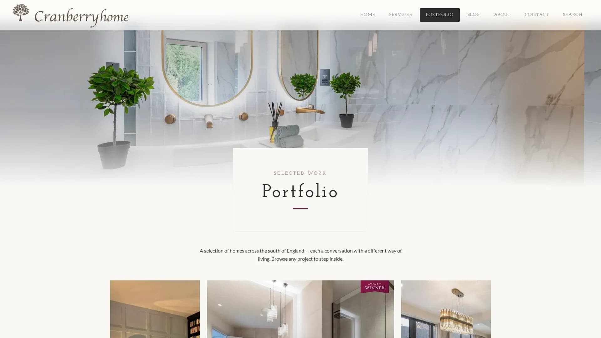 The Cranberryhome portfolio index — selected homes across the south of England