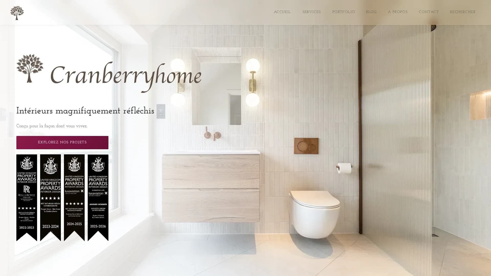 The Cranberryhome homepage in French, one of nine published languages