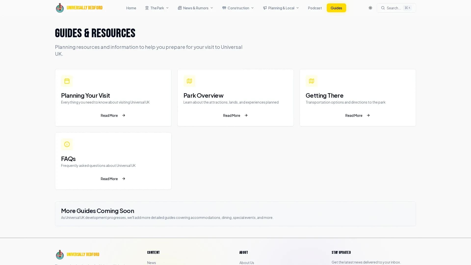 The visitor guides index