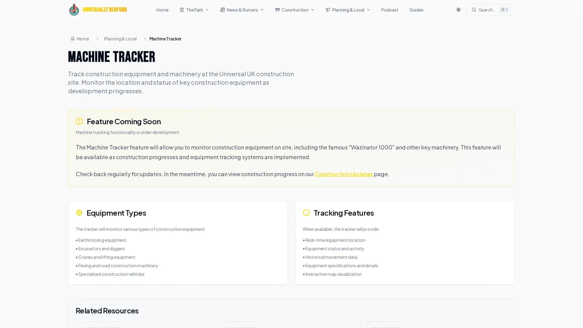 The construction machines tracker